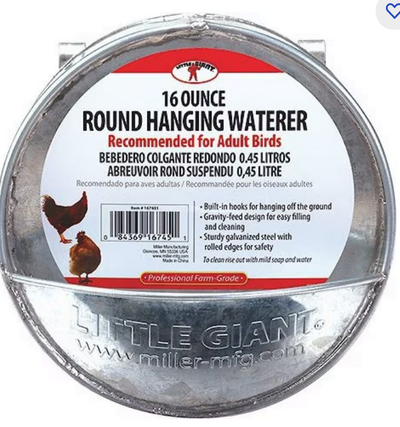 Galvanized Hanging Poultry Waterer
