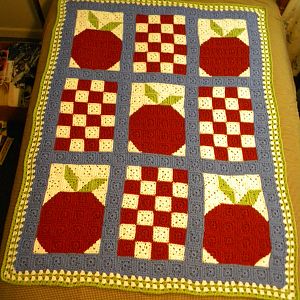 Country Apple Crochet Quilt Afghan