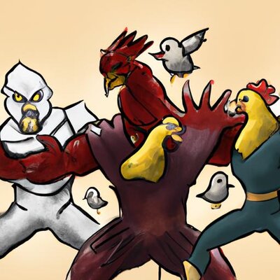 A realistic picture of The Avengers fighting a chicken (1).jpg