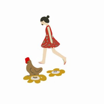A picture of a girl stepping on a chicken poppy (1).jpg