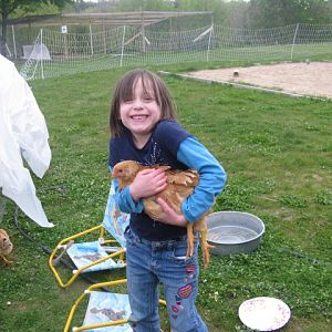 Megan with one of the chickens she raised