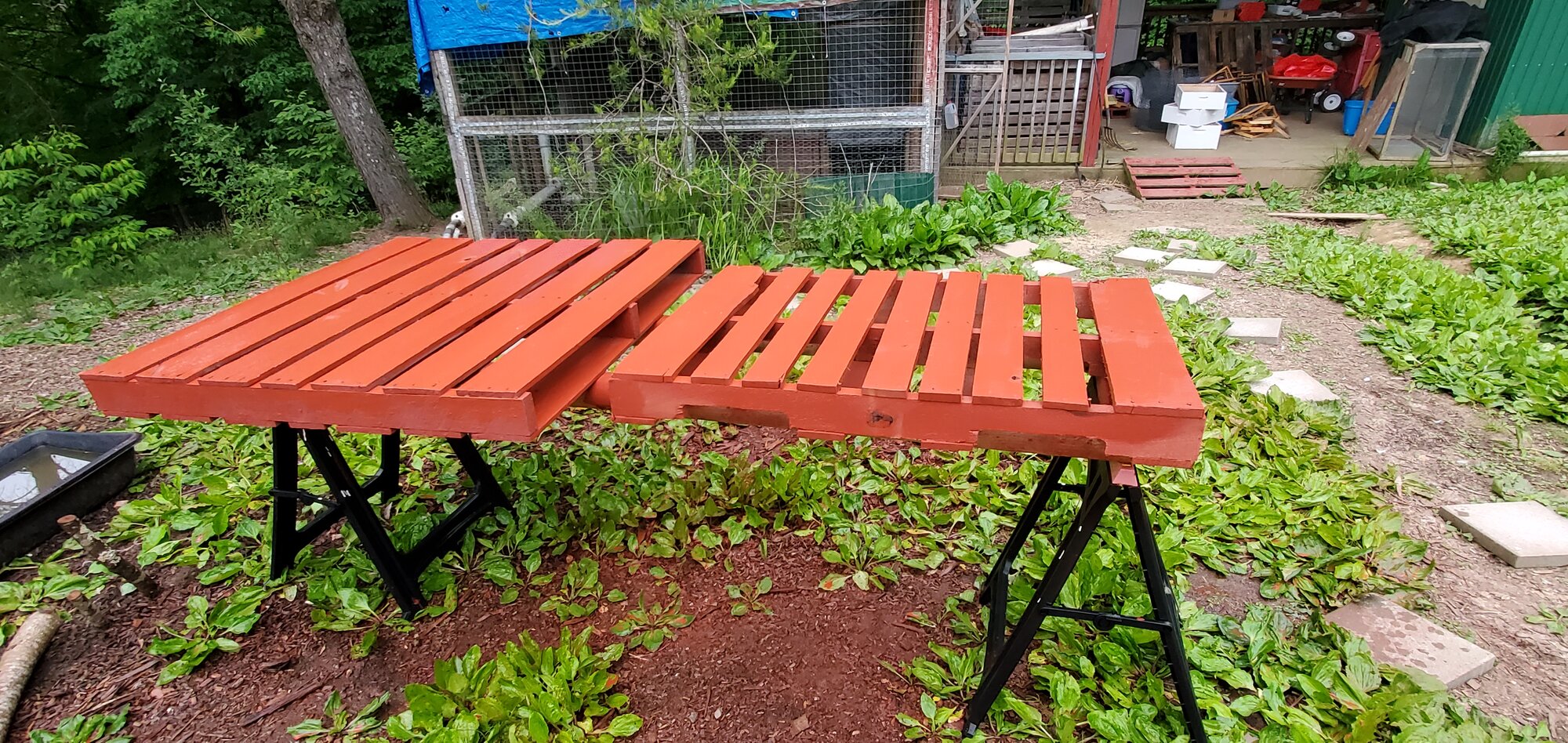 Red painted Pallets